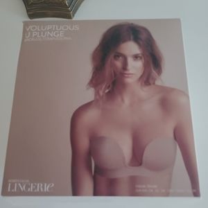Bra. Voluptuous U Plunge Nordstrom Lingerie. H cup. Strapless backless nude